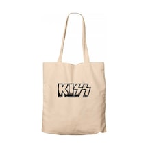 Kiss Metalic Logo Krem Kanvas Bez Çanta Krem