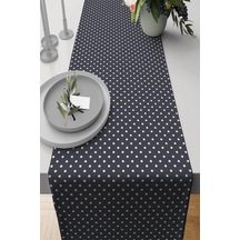 Füme Puantiye Desenli Premium Masa Örtüsü Runner Rnr301n11