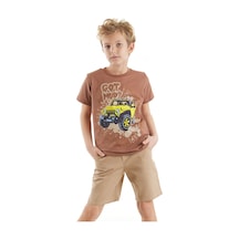 Denokids Mshb&g Jeep Mood Erkek Çocuk T-shirt Gabardin Şort Takım Çok Renkli