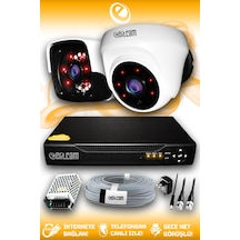 Elitcam 2 Kameralı Panda 1 İç Kamera Set HDD'siz Full HD Gece Görüşlü Güvenlik Kamerası Sistemi