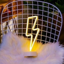 Buffer Dekoratif Şimşek Şeklinde Pilli Neon Led Lamba Süs Masa Lambası