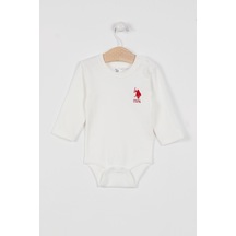 U.S. Polo Assn. Lisanslı Krem Kız Bebek Uzun Kol Body Zıbın Krem