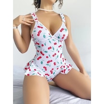 Naam Vişne Desenli Fantezi Body Çok Renkli