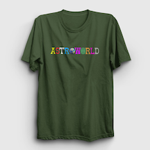 Presmono Unisex Astroworld Travis Scott T-shirt Haki