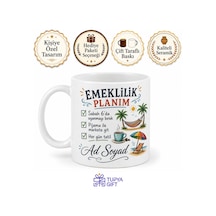 İsme Özel Emeklilik Planım Yazılı Komik Kupa Bardak Hediye Beyaz / Çok Renkli