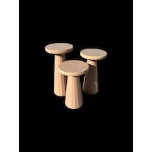 Ahşap 3'lü Set Mantar Sehpa Ahşap