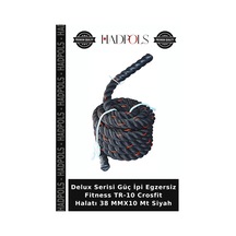 Delux Serisi Güç İpi Egzersiz Fitness Tr-10 Crosfit Halatı 38 Mmx10 Mt Siyah