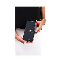Just Polo Kadın Bol Kartlıklı Kağıt Para Bölmeli Cüzdan 12cmx10cm Pbu02 Lacivert-beyaz Lacivert - Beyaz