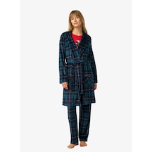 Blackspade Kadın Polar Sabahlık 52256 - Ekose Desenli