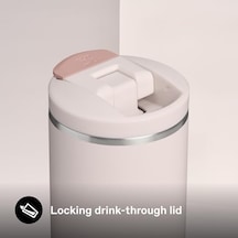 The Transit Fliptop Mug Termos Bardak, 0.60 L, Pembe Kuvars Rose Quartz Açık Beyaz