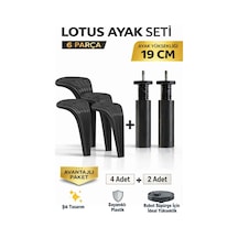 Lotus 19 Cm Ayak Seti Siyah 6 Parça Robot Süpürgeye Uyumlu Koltuk Mobilya Dolap Baza Ayağı Siyah