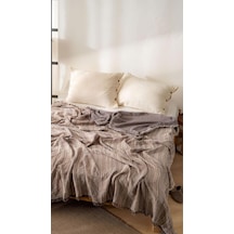 Boho Çizgili Yatak Örtüsü 4 Katlı Müslin%100 Pamuk Yumuşak Lüks Yazlık Pike Çift Kişilik Battal Boy 240x260 Cm Gri Çok Renkli