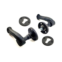 Antika Tarz Dekoratif Pirinç Rozetli Oda Kapı Kolu - 49 Mm, Oksit Çok Renkli