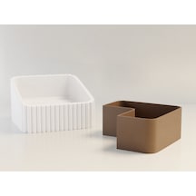 Bezos 3d Baskı Fıstık Kasesi - Çift Hazneli Kabuk Ayırıcı Sunum Kasesi - Beyaz Kahverengi Bezos1 Beyaz - Kahverengi