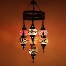 Dekoratif TAVAN LAMBASI 7 Lİ AVİZE OTANTİK SARKIT