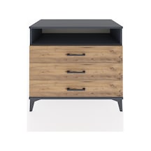 Hyperion Şifonyer Tek Raflı 3 Çekmeceli 88x44x80 Antrasit-çam Antrasit
