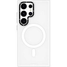 Galaxy S24 Ultra Uyumlu Kılıf Magsafe Şarj Özellikli Youngkit Hidden Sand Serisi Kapak Beyaz