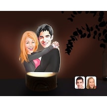 Kişiye Özel Sevgililer Karikatürlü Dekoratif 3D Biblo Led Işıklı (481495602)