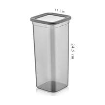 3'lü Set Sızdırmaz Kapaklı Kare Erzak Saklama Kabı 3x1900 Ml Antrasit Plastik Gri Diğer