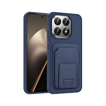 Xiaomi 15t Kılıf Kartlıklı Standlı Kamera Yükseltili Silikon Pazarplus Lacivert