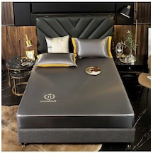 Yingfu Derin Gri 1.8m Yatak İçin İpucu Desenli Buz İpi Battaniye Seti - Yatak Koruyucu, Toz Önleyici, Konforlu Üçlü Takım DiğER