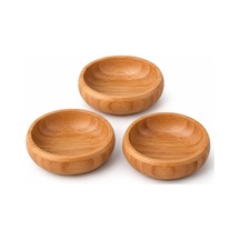 3'lü Bambu Çerezlik Seti 9x9x3 Cm - Yuvarlak Kahvaltılık, Mezelik Ve Sosluk Kase Takımı