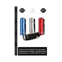 Delux Serisi Küçük Işık Karanlık Aydınlatma Outdoor Lamba Metal Alüminyum 9 Ledli Pilli El Feneri