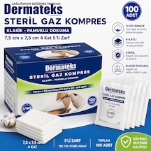 Dermateks Steril Kompres 7,5 7,5cm 4 Kat 5'li Zarf 1 Paket 100'lü
