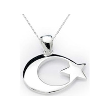 Gümüş Ay Yıldız Bayrak Kolye (77919969)