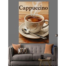Ahşap Tablo Cappuccino Yazılı Kahve Fincanı