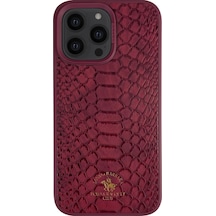 Santa Barbara Polo Racquet Club Apple iPhone Uyumlu  14 Pro Max Kılıf Pu Deri Timsah Tasarım Business Knight Kapak Kırmızı