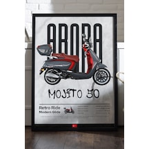 Arora Mojito 50 Siyah Ahşap Çerçeveli Poster, Dekoratif Motosiklet Duvar Tablosu