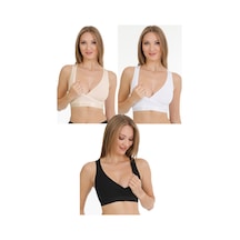 Parlingerie Sporcu Emzirme Büstiyeri 3lü Set Siyah-beyaz-ten