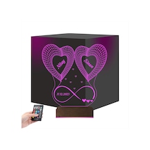 Luvivia 2 Kalp Sonsuzluk Sevgiliye Hediye Kişiye Özel 3d Lamba - Masa Gece Lambası V1