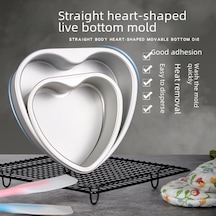 Shineyee 10 İnç Kalp Şekilli Sabit Tabanlı Kek Kalıbı - Dayanıklı Aluminyum Alaşımlı Fırın Gereci, Eşit Pişirme Ve Kolay Temizlik Diğer