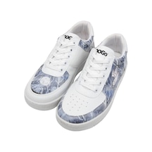 Kadın Vegan Deri Beyaz Sneakers - The Night İs Dark Tasarım Çok Renkli