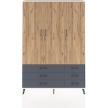 Arges Dolap 5 Raflı 6 Çekmeceli Tek Askılı 132x30x195 Aytaşı-çam/antrasit Atlas Çam/antrasıt