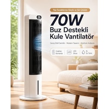 70w Buz Akülü Kule Tipi Vantilatör / Uzaktan Kumandalı / 3l Su Hazneli / 24 Saat Zaman Ayarlı Fan