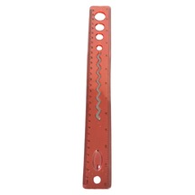 Kırmızı Şeffaf Plastik Cetvel 30 Cm Zigzag Ve Daire Şablonlu Okul Cetveli 0