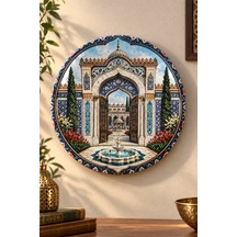 Dekoratif Duvar Tabağı - Çini Kemerli Avlu Ve Lale Desenli - Dekorlu Seramik Tabak