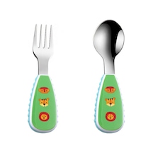 304 Paslanmaz Çelik Bebek Kaşık Ve Çatal Set Cin957 Yeşil