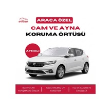 Dacia Sandero Buz Ve Kar Önleyici Aynalı Cam Koruma Örtüsü - 4 Mevsim Güneş Korumalı