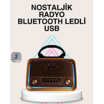 Nrzsnt Ahşap Nostaljik Radyo Bluetooth Usb Sd Kart Destekli
