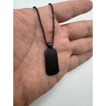 Siyah Künye Kolye 60 Cm Zincirli Unisex Metal Tasarım Çok renkli