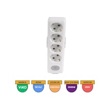 Viko Multi-let 4'lü Grup Priz Anahtarlı Topraklı Çocuk Korumalı Klemensli Beyaz - 90117400