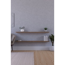 Yankı-BYEG 2li 100 cm Safir Meşe Mdf Duvar Rafı Gizli Bağlantı Kitaplık