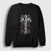 Presmono Unisex Skulls Black Sabbath Sweatshirt Siyah