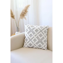 Jakarlı Kırlent 43x43 Cm Mila Gri Çok Renkli