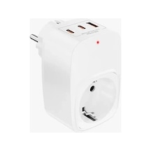 Tekli Yüksek Voltaj Korumalı Duvar Prizi 2x Typec 1x Usb Çıkışlı Priz Grup Priz Çoğaltıcı Beyaz Diğer
