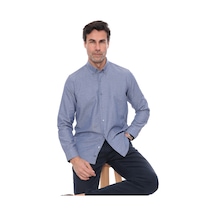 Slim Fit Uzun Kol Pamuklu Hediye Kutulu Kolay Ütülenebilir Erkek Gömlek Fs-002225 - İndigo-1775 Indigo
